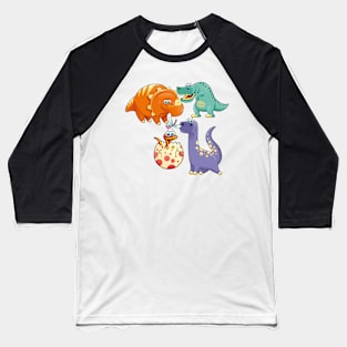 Dinosaures Colored Cartoon Baseball T-Shirt